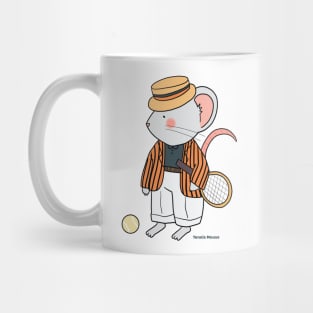 Cute Mouse Vintage Tennis Player Drawing Mug